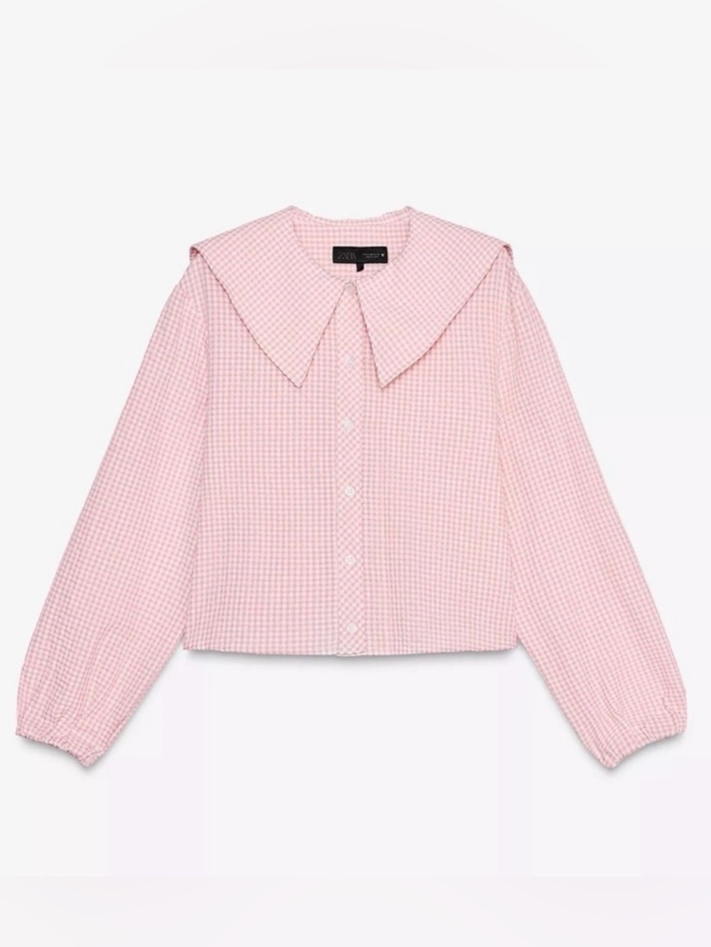 Zara - Pink Gingham Button-Front Top